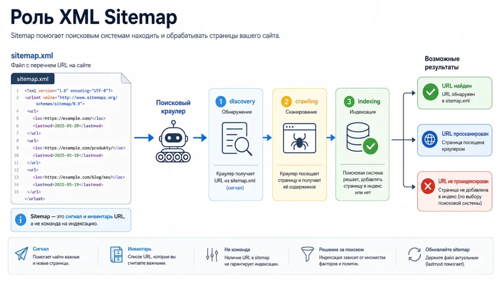 XML Sitemap: что карта сайта сообщает поисковой системе и чего она не исправляет